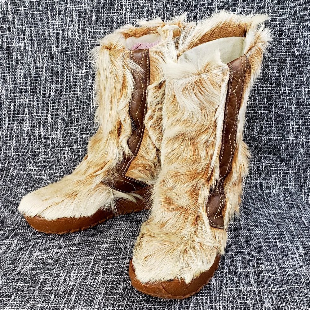 La Mondiale Italian Fur Boots Long Haired Goat